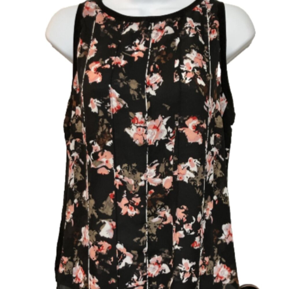 White House Black Market Ladies Medium Multicolor Short Sleeve Round Neck Blouse